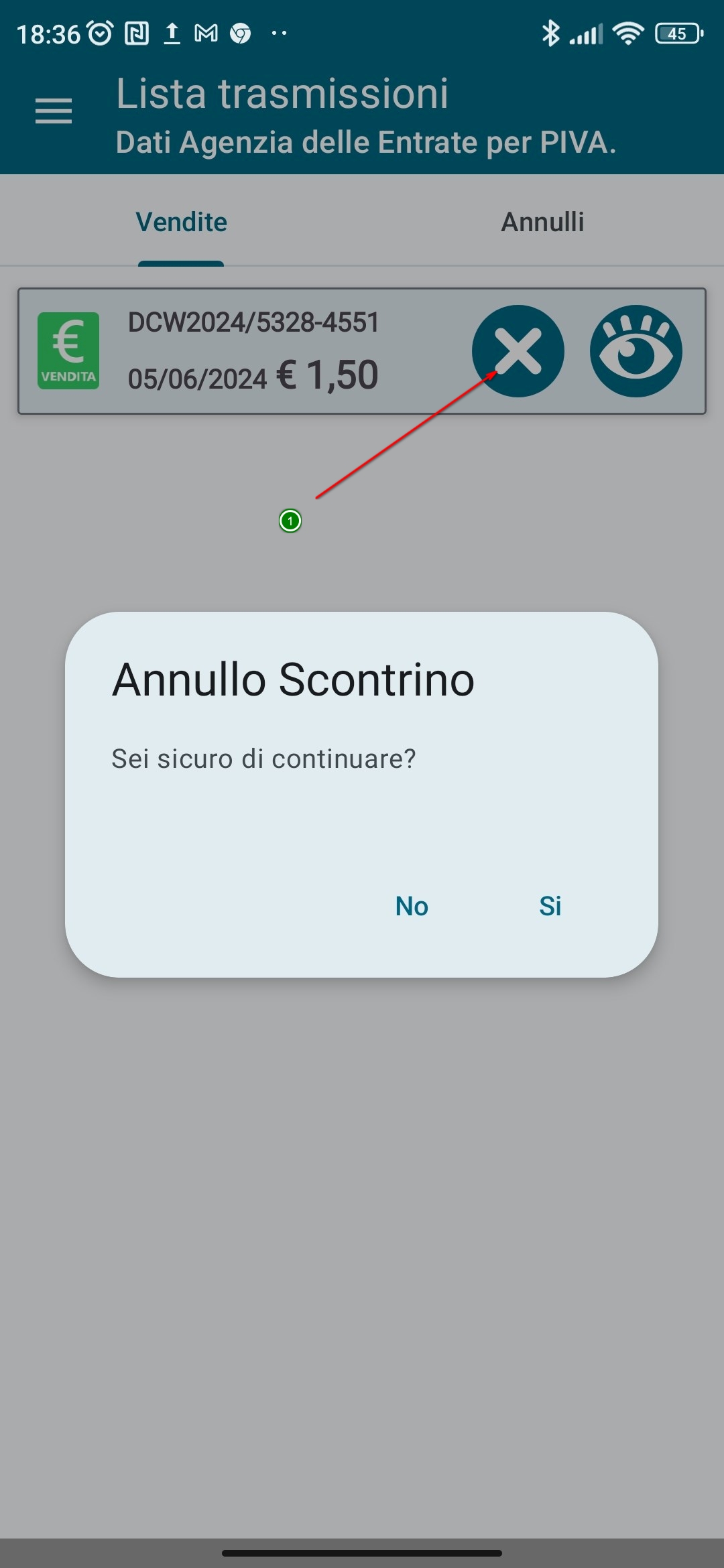 Annullo di un documento commerciale